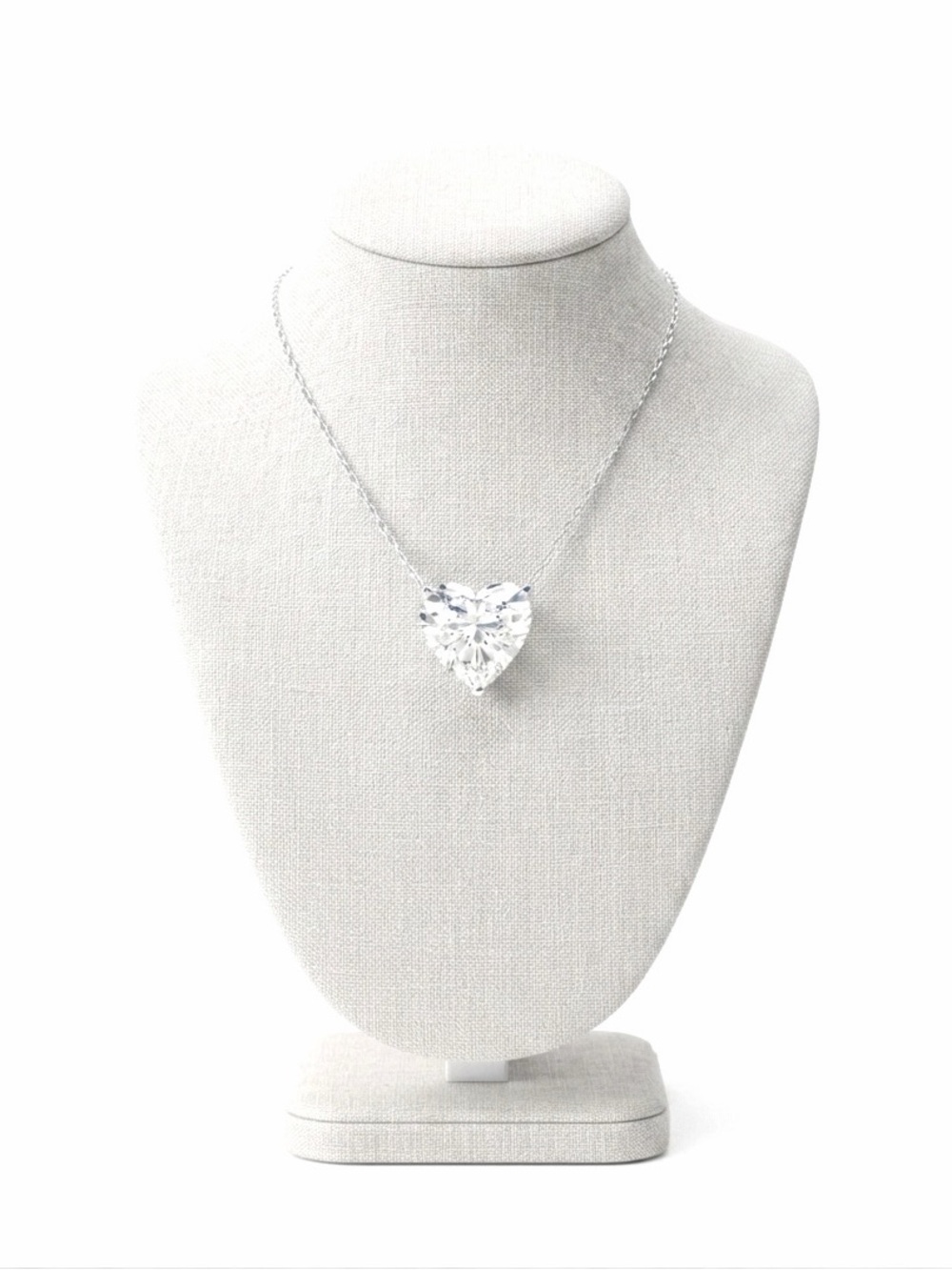 New Woman’s Heart Shape One Carat White Sapphire Sterling Silver Necklace